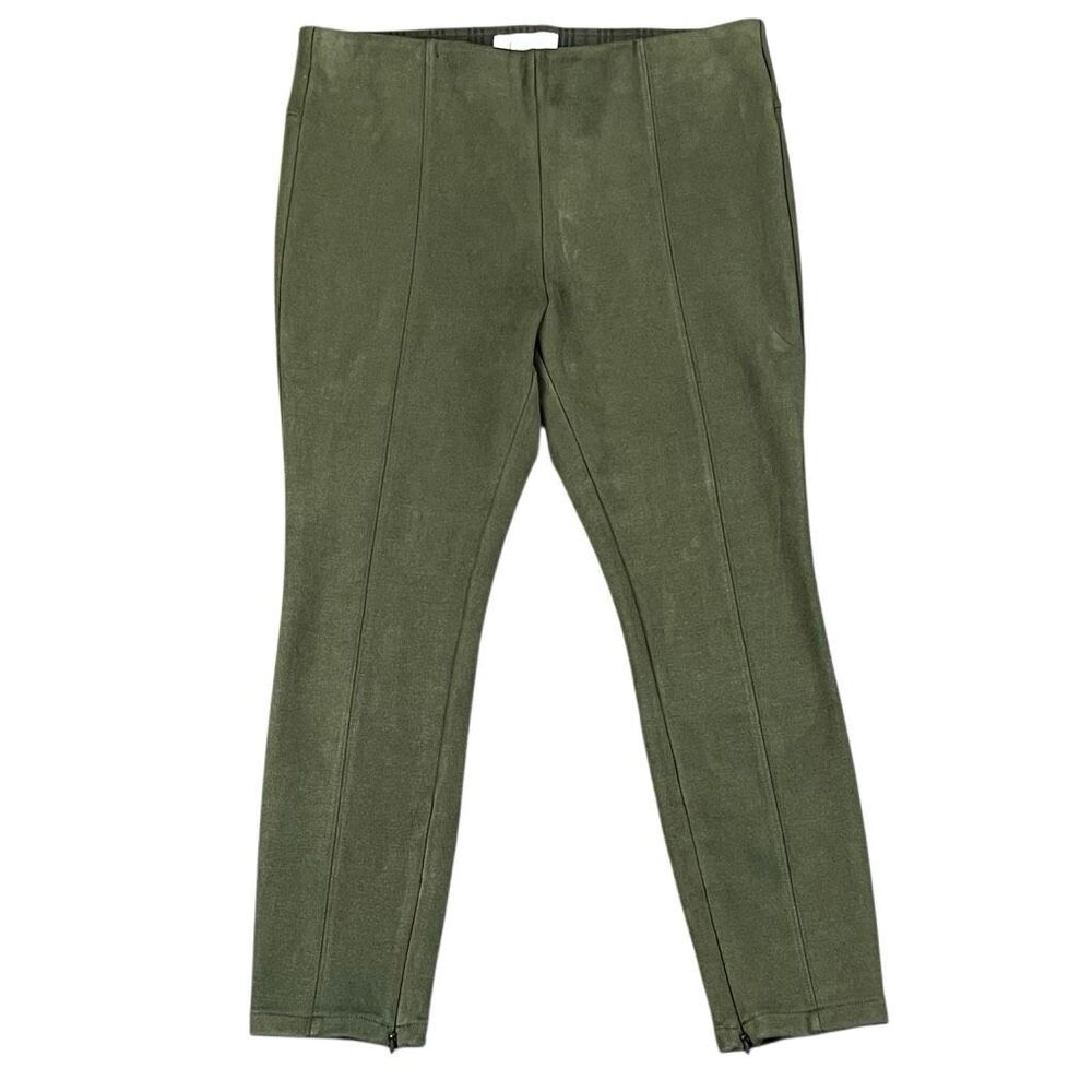 Anthropologie Faux Suede Olive Green Pull-on Leggings 32P